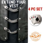 Milwaukee Leather 4 Aces Medallion Vest Extender – Double Chrome Chains Genuine Leather 6.5″ Extension 4-PCS MLA6007SET - Image 3