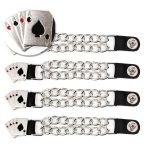 Milwaukee Leather 4 Aces Medallion Vest Extender – Double Chrome Chains Genuine Leather 6.5″ Extension 4-PCS MLA6007SET