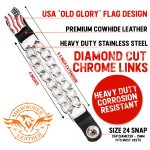 Milwaukee Leather American Flag Vest Extender – Double Chrome Chains Genuine Leather 6.5″ Extension 4-PCS MLA6008SET - Image 2