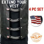 Milwaukee Leather American Flag Vest Extender – Double Chrome Chains Genuine Leather 6.5″ Extension 4-PCS MLA6008SET - Image 3