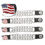 Milwaukee Leather American Flag Vest Extender – Double Chrome Chains Genuine Leather 6.5″ Extension 4-PCS MLA6008SET