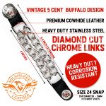 Milwaukee Leather 5 Cent Buffalo Medallion Vest Extender – Double Chrome Chains Genuine Leather 6.5″ Extension 4-PCS MLA6009SET - Image 2