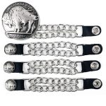 Milwaukee Leather 5 Cent Buffalo Medallion Vest Extender – Double Chrome Chains Genuine Leather 6.5″ Extension 4-PCS MLA6009SET