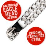 Milwaukee Leather Eagle Head Medallion Vest Extender – Double Chrome Chains Genuine Leather 6.5″ Extension 4-PCS MLA6011SET - Image 4