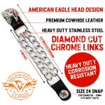 Milwaukee Leather Eagle Head Medallion Vest Extender – Double Chrome Chains Genuine Leather 6.5″ Extension 4-PCS MLA6011SET - Image 2