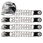 Milwaukee Leather Eagle Head Medallion Vest Extender – Double Chrome Chains Genuine Leather 6.5″ Extension 4-PCS MLA6011SET
