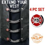 Milwaukee Leather Fire Department Medallion Vest Extender – Double Chrome Chains Genuine Leather 6.5″ Extension 4-PCS MLA6012SET - Image 3
