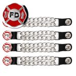 Milwaukee Leather Fire Department Medallion Vest Extender – Double Chrome Chains Genuine Leather 6.5″ Extension 4-PCS MLA6012SET