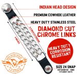 Milwaukee Leather Indian Head Medallion Vest Extender – Double Chrome Chains Genuine Leather 6.5″ Extension 4-PCS MLA6014SET - Image 2