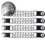 Milwaukee Leather Indian Head Medallion Vest Extender – Double Chrome Chains Genuine Leather 6.5″ Extension 4-PCS MLA6014SET