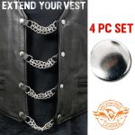 Milwaukee Leather Silver/Chrome Medallion Vest Extender – Double Chrome Chains Genuine Leather 6.5″ Extension 4-PCS MLA6015SET - Image 3
