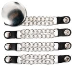 Milwaukee Leather Silver/Chrome Medallion Vest Extender – Double Chrome Chains Genuine Leather 6.5″ Extension 4-PCS MLA6015SET