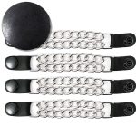 Milwaukee Leather Black Medallion Vest Extender – Double Chrome Chains Genuine Leather 6.5″ Extension 4-PCS MLA6016SET