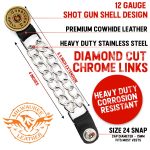Milwaukee Leather 12 Gauge Shell Medallion Vest Extender – Double Chrome Chains Genuine Leather 6.5″ Extension 4-PCS MLA6025SET - Image 2
