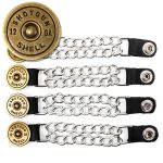 Milwaukee Leather 12 Gauge Shell Medallion Vest Extender – Double Chrome Chains Genuine Leather 6.5″ Extension 4-PCS MLA6025SET