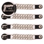Milwaukee Leather 2nd Amendment Medallion Vest Extender – Double Chrome Chains Genuine Leather 6.5″ Extension 4-PCS MLA6027SET
