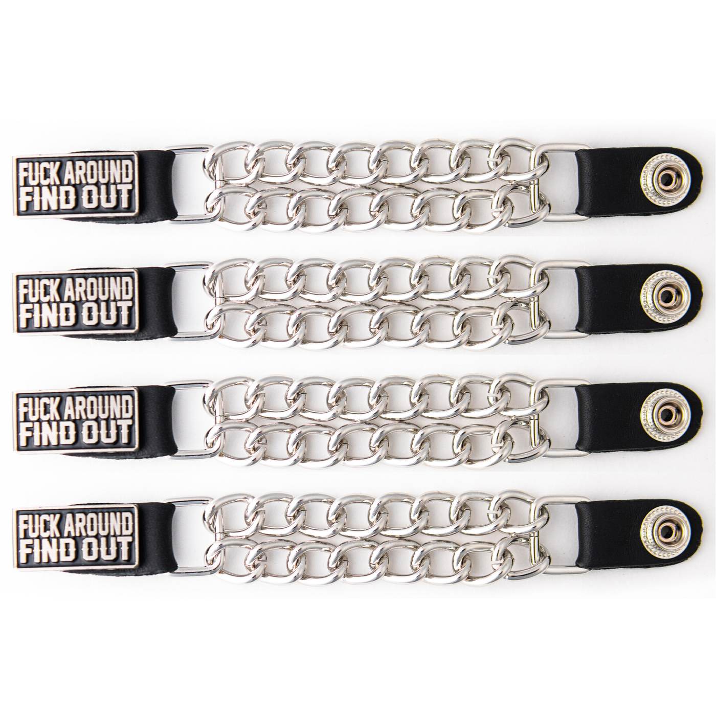 Milwaukee Leather 4-Piece Vest Extender Set – FAFO, Double Chrome Chains, 4-Inch-MLA6030SET