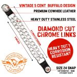 Milwaukee Leather 5 Cent Buffalo Medallion Vest Extender – Double Chrome Chains Genuine Leather 8.5″ Extension 4-PCS MLA6043SET - Image 2