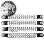 Milwaukee Leather 5 Cent Buffalo Medallion Vest Extender – Double Chrome Chains Genuine Leather 8.5″ Extension 4-PCS MLA6043SET