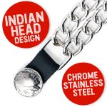 Milwaukee Leather Indian Head Medallion Vest Extender – Double Chrome Chains Genuine Leather 8.5″ Extension 4-PCS MLA6044SET - Image 4