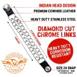 Milwaukee Leather Indian Head Medallion Vest Extender – Double Chrome Chains Genuine Leather 8.5″ Extension 4-PCS MLA6044SET - Image 2