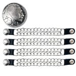 Milwaukee Leather Indian Head Medallion Vest Extender – Double Chrome Chains Genuine Leather 8.5″ Extension 4-PCS MLA6044SET