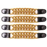 Milwaukee Leather MLA6091 Gold 4 Inch 4-PCS Vest Extender Set – Double Chrome Chains w/ Genuine Leather
