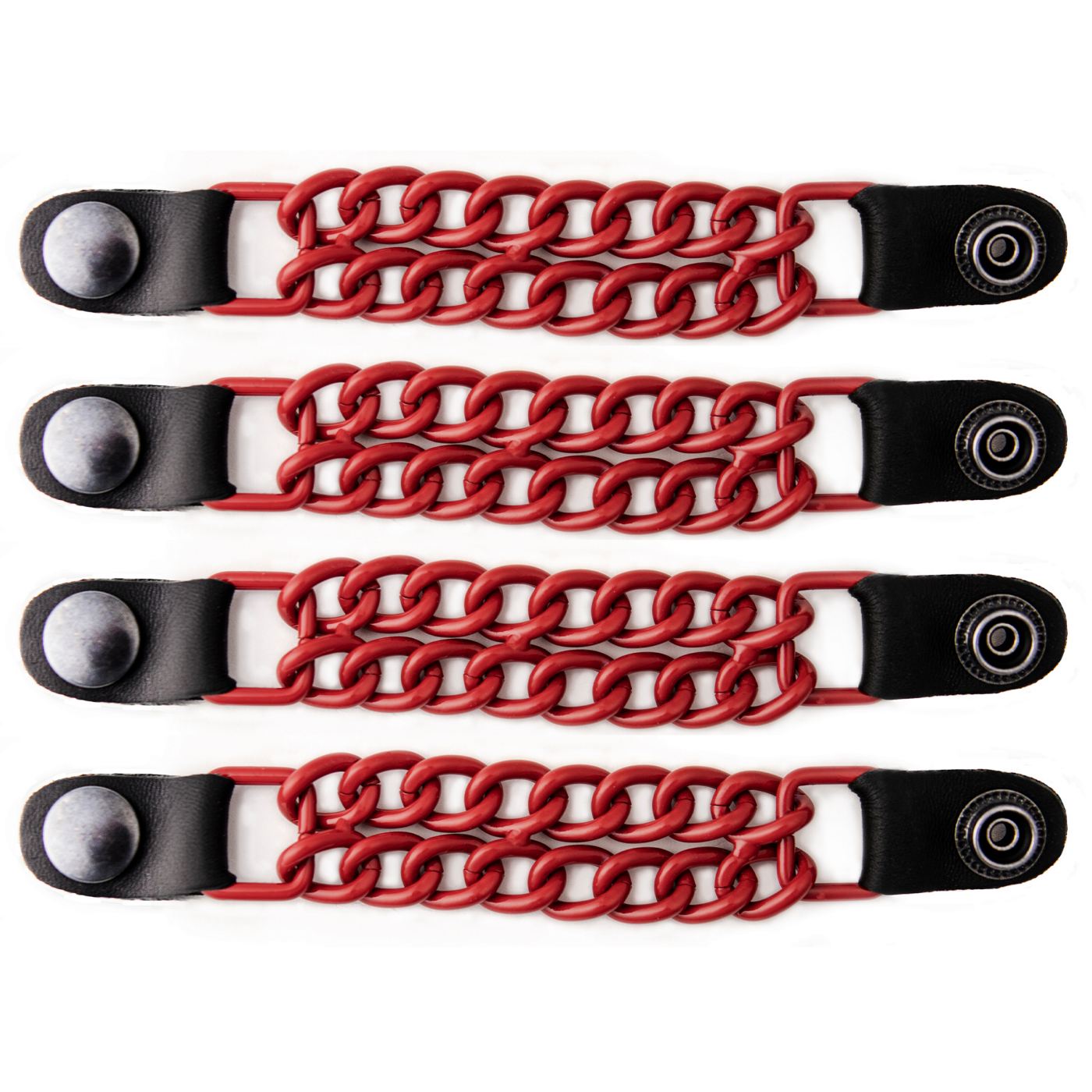 Milwaukee Leather MLA6092 Red 4 Inch 4-PCS Vest Extender Set – Double Chrome Chains w/ Genuine Leather