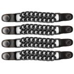 Milwaukee Leather MLA6095 Black 4 Inch 4-PCS Vest Extender Set – Double Chrome Chains w/ Genuine Leather