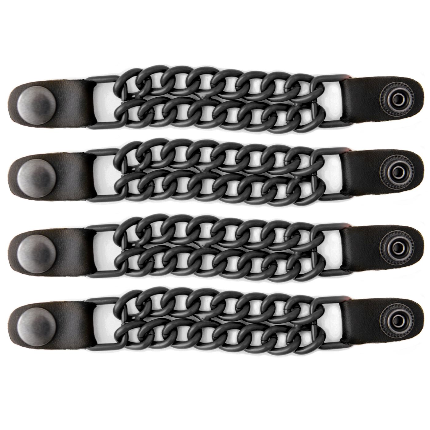 Milwaukee Leather MLA6095 Black 4 Inch 4-PCS Vest Extender Set – Double Chrome Chains w/ Genuine Leather
