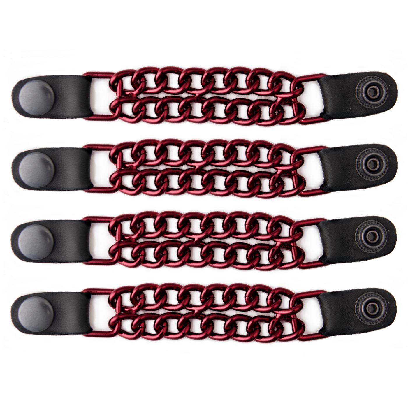Milwaukee Leather MLA6096 Candy Red 4 Inch 4-PCS Vest Extender Set – Double Chrome Chains w/ Genuine Leather