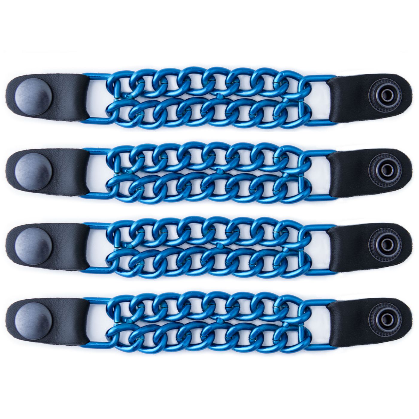 Milwaukee Leather MLA6097 Candy Blue 4 Inch 4-PCS Vest Extender Set – Double Chrome Chains w/ Genuine Leather