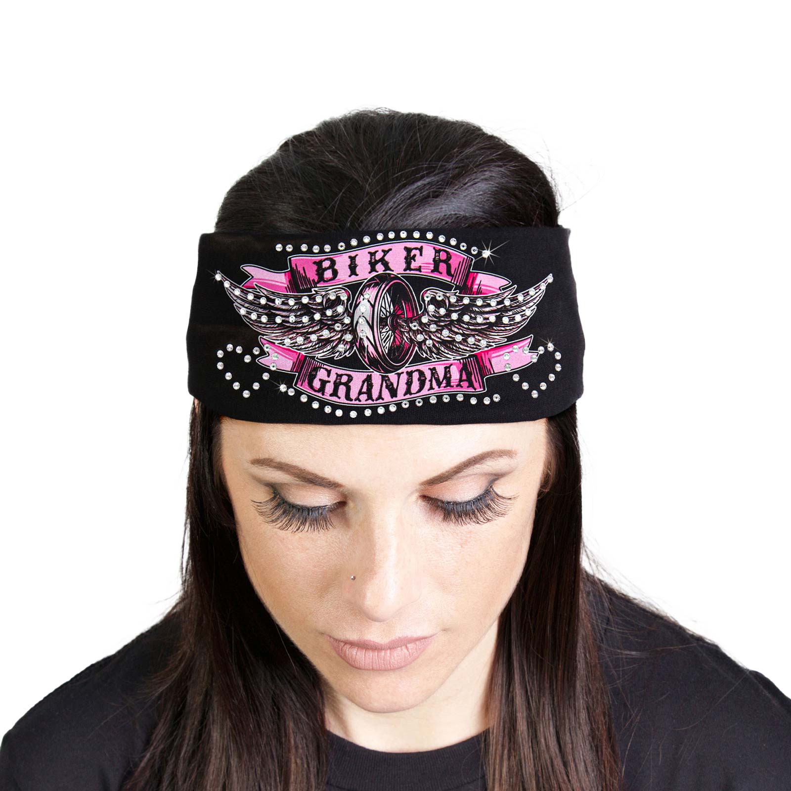 Milwaukee Leather | Bling Designed Wide Headbands-Headwraps for Women Biker Bandana with Biker Grandma – MLA8012