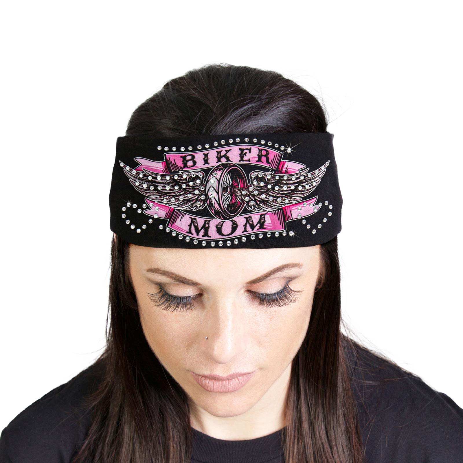 Milwaukee Leather | Bling Designed Wide Headbands-Headwraps for Women Biker Bandana with Bike Mom – MLA8013
