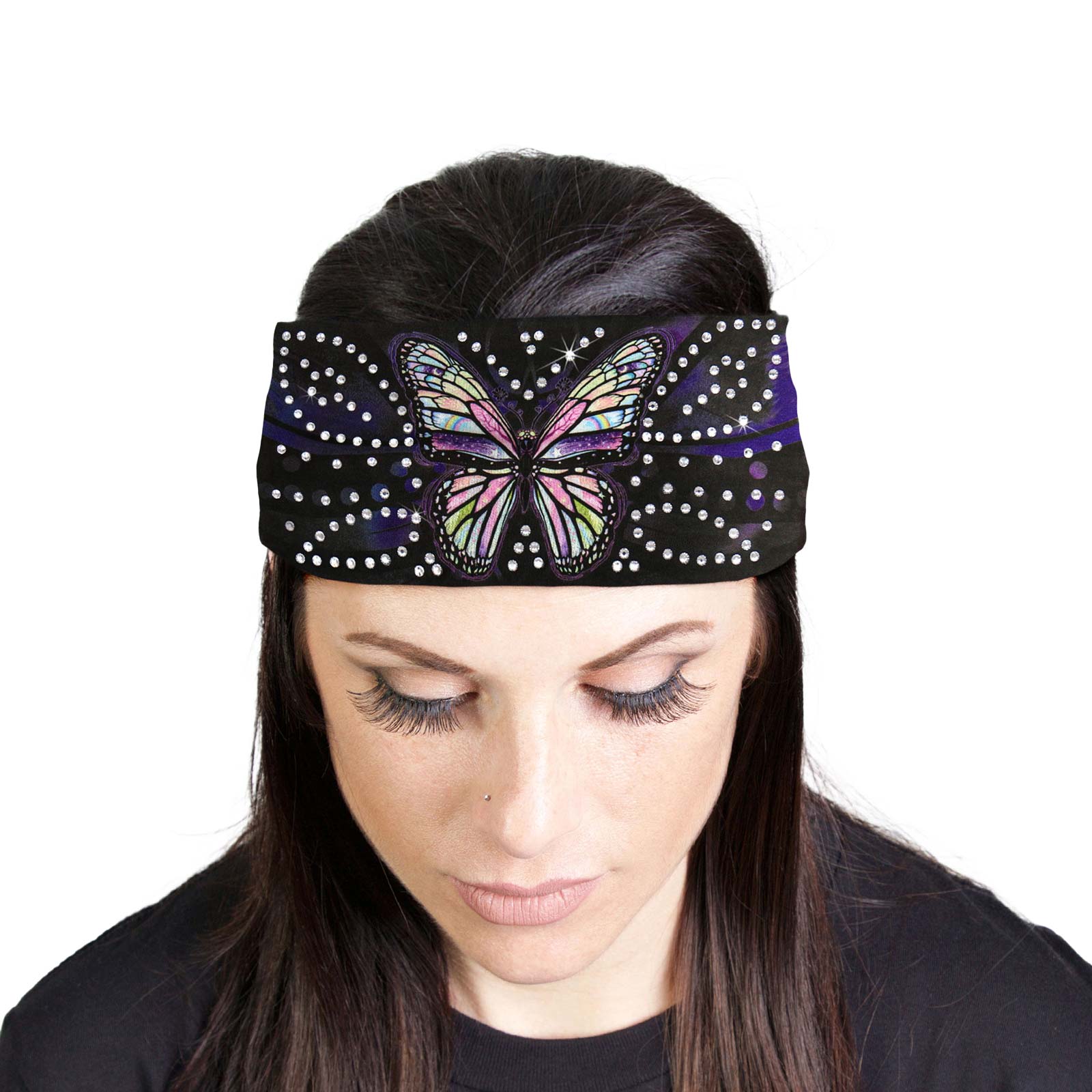 Milwaukee Leather | Bling Designed Wide Headbands-Headwraps for Women Biker Bandana with Butterfly – MLA8015