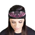 Milwaukee Leather | Bling Designed Wide Headbands-Headwraps for Women Biker Bandana with Cross Wings Alt – MLA8017