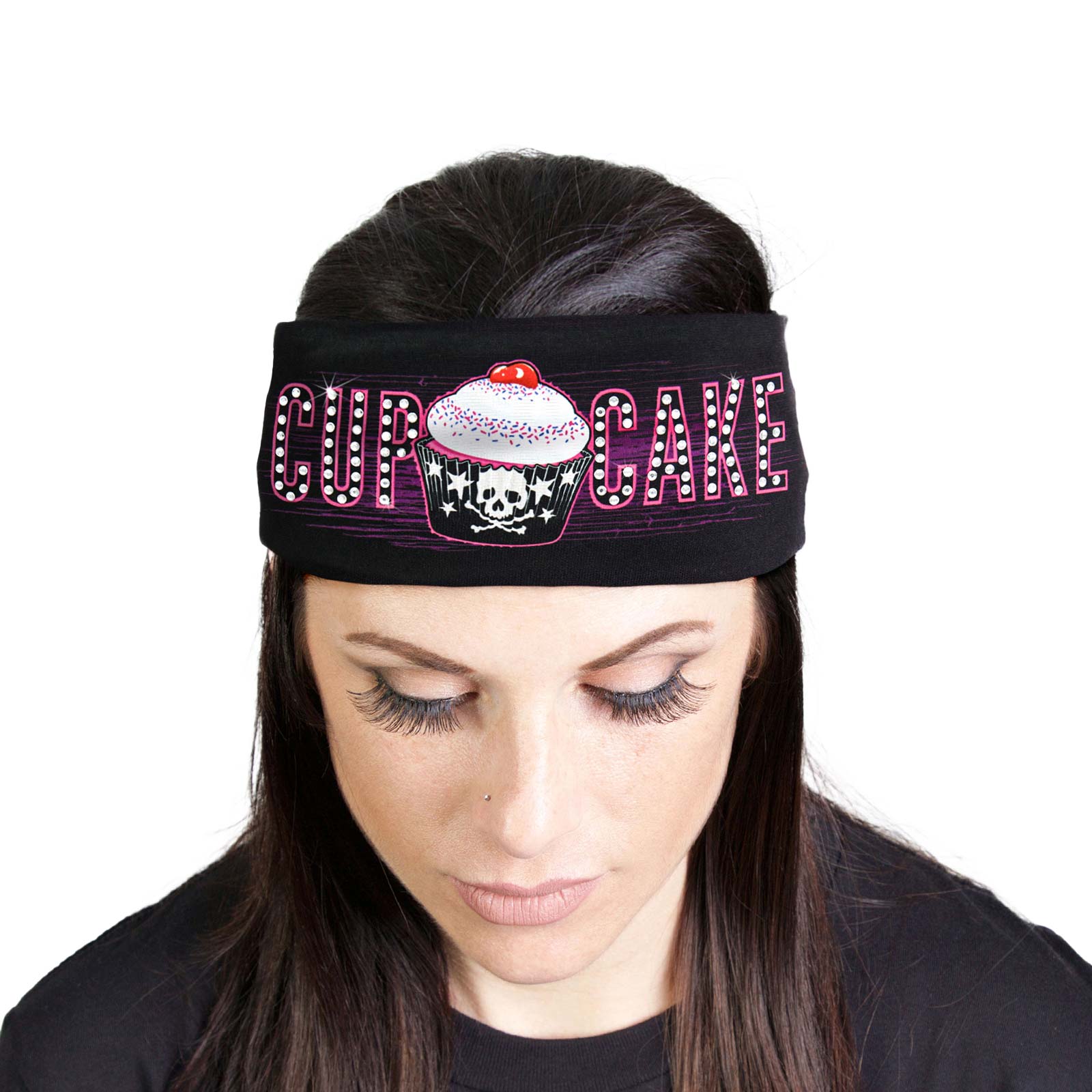 Milwaukee Leather | Bling Designed Wide Headbands-Headwraps for Women Biker Bandana with Cup Cake – MLA8019