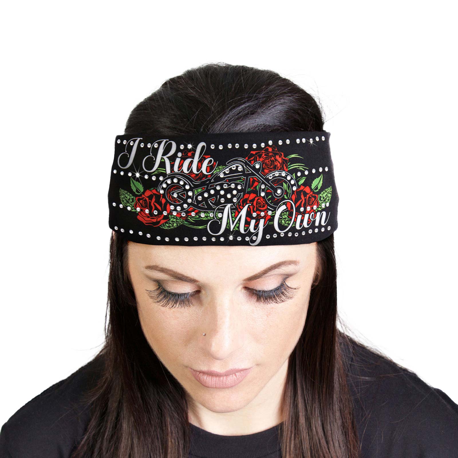 Milwaukee Leather | Bling Designed Wide Headbands-Headwraps for Women Biker Bandana with I Ride My Own – MLA8028