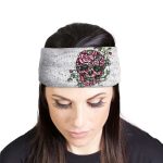 Milwaukee Leather | Bling Designed Wide Headbands-Headwraps for Women Biker Bandana with Rose Skull – MLA8038
