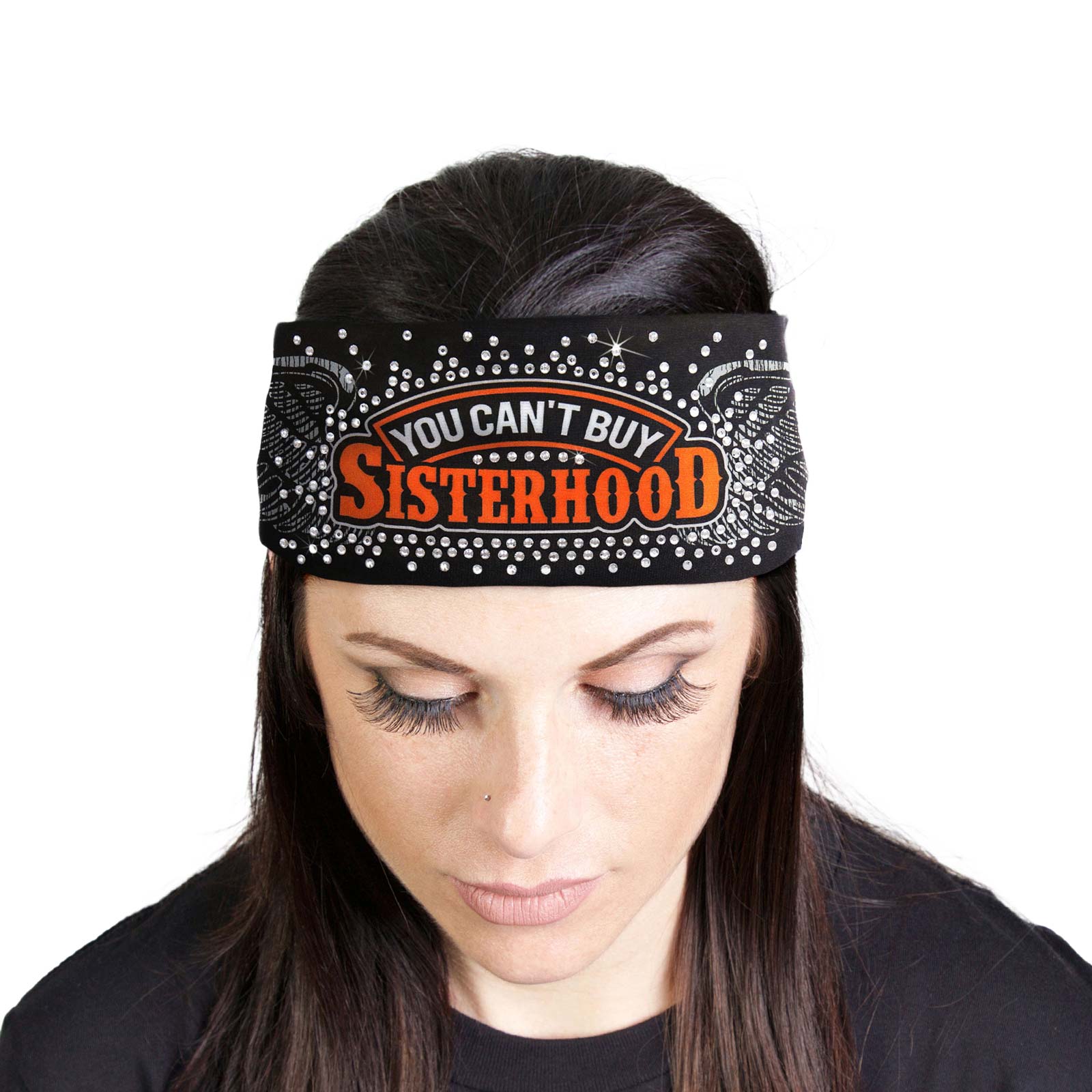 Milwaukee Leather | Bling Designed Wide Headbands-Headwraps for Women Biker Bandana with Sisterhood – MLA8040