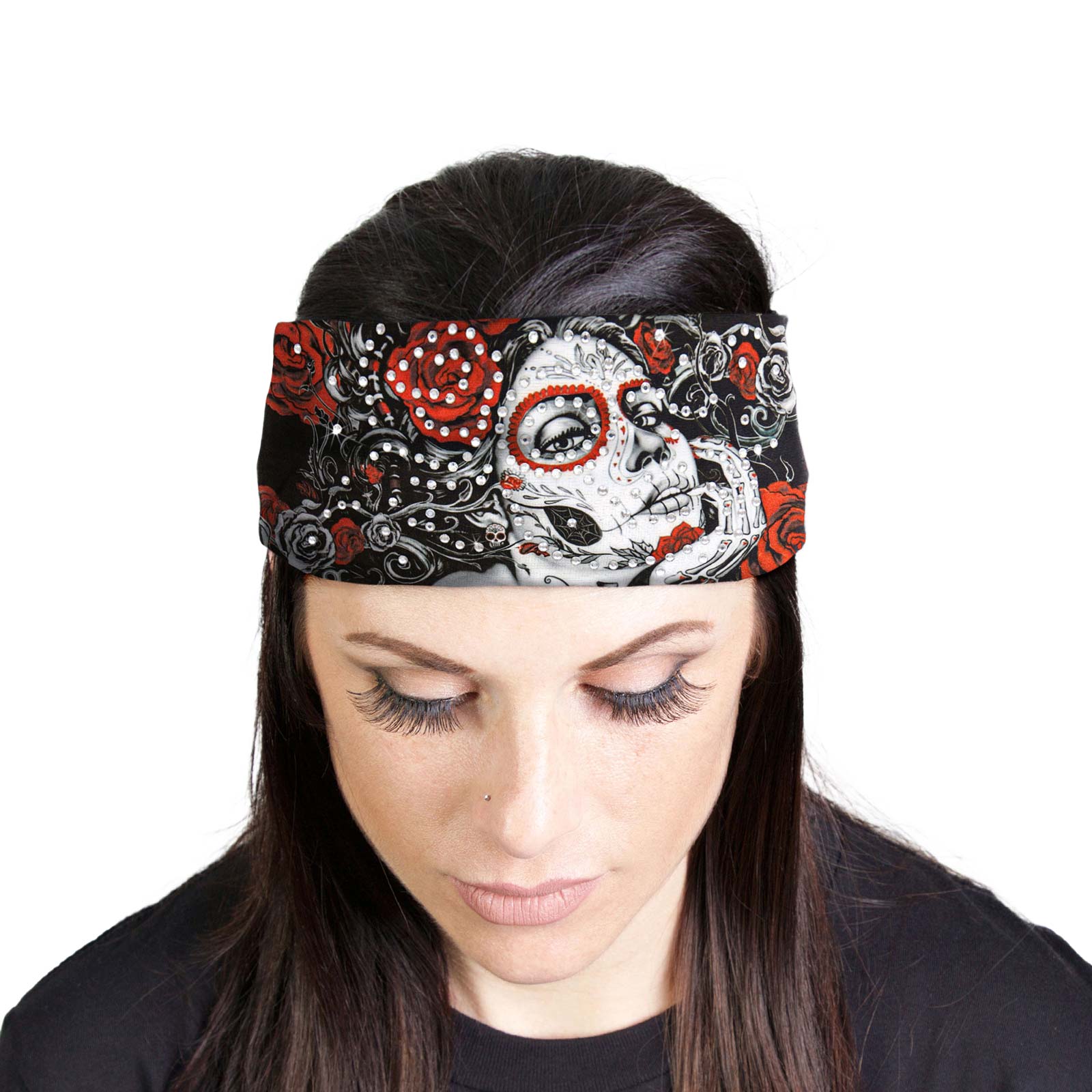 Milwaukee Leather | Bling Designed Wide Headbands-Headwraps for Women Biker Bandana with Sugar Woman – MLA8043