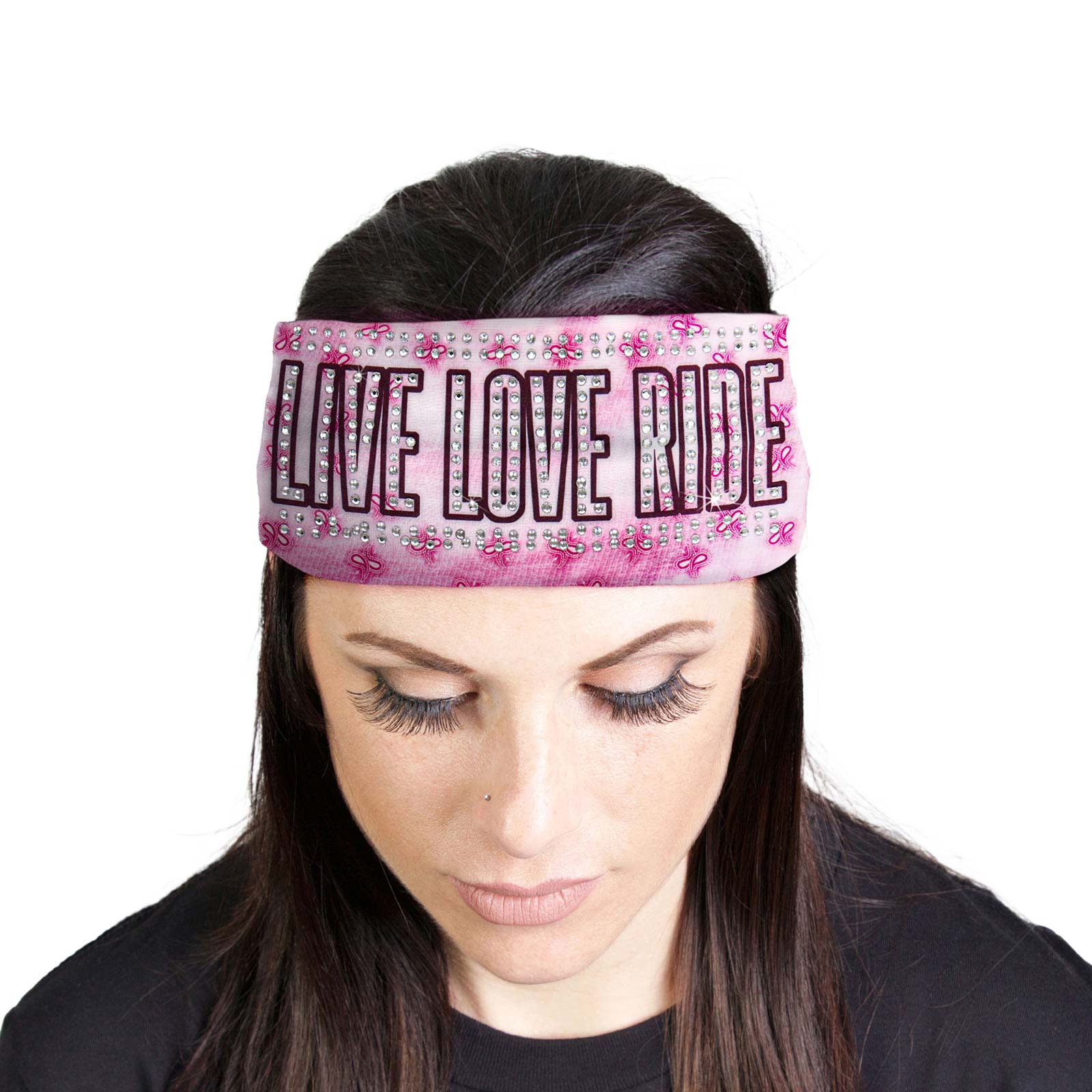 Milwaukee Leather | Bling Designed Wide Headbands-Headwraps for Women Biker Bandana with Live Love Ride – MLA8047