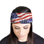 Milwaukee Leather | Bling Designed Wide Headbands-Headwraps for Women Biker Bandana with Waving Flag – MLA8048