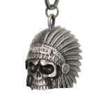 Milwaukee Leather MLB9002 ‘Native Skull’ Motorcycle Good Luck Bell | Key Chain Accessory for Bikers