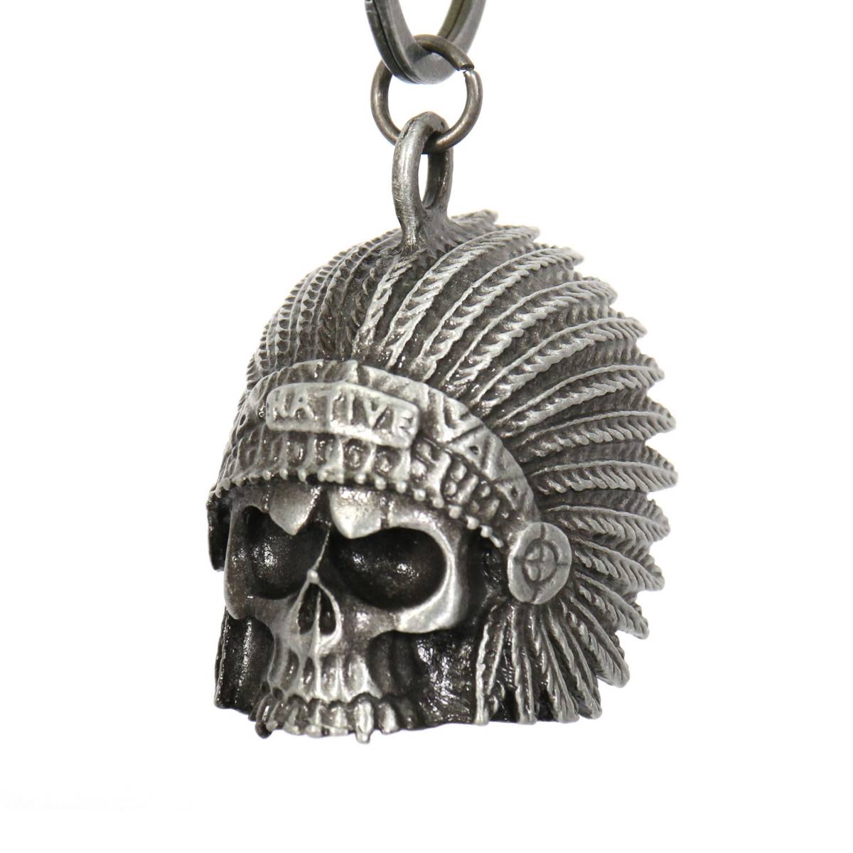 Milwaukee Leather MLB9002 ‘Native Skull’ Motorcycle Good Luck Bell | Key Chain Accessory for Bikers