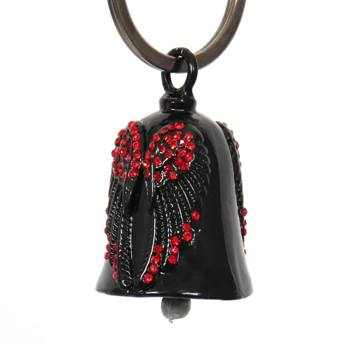 Milwaukee Leather MLB9004 ‘Wings with Red Diamond’ Motorcycle Good Luck Bell | Key Chain Accessory for Bikers