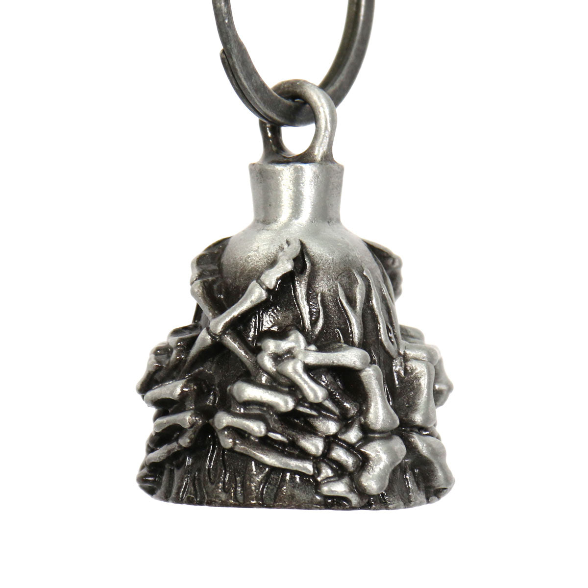 Milwaukee Leather MLB9006 ‘Finger & Skeleton’ Motorcycle Good Luck Bell | Key Chain Accessory for Bikers