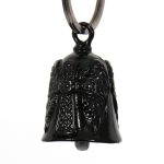 Milwaukee Leather MLB9008 Black ‘Cross’ Motorcycle Good Luck Bell | Key Chain Accessory for Bikers