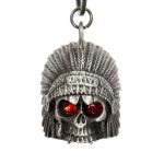 Milwaukee Leather MLB9009 ‘Native Skull with Red Eyes’ Motorcycle Good Luck Bell | Key Chain Accessory for Bikers - Image 2