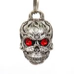 Milwaukee Leather MLB9011 ‘Flamed Skull with Red Eyes’ Motorcycle Good Luck Bell | Key Chain Accessory for Bikers - Image 2